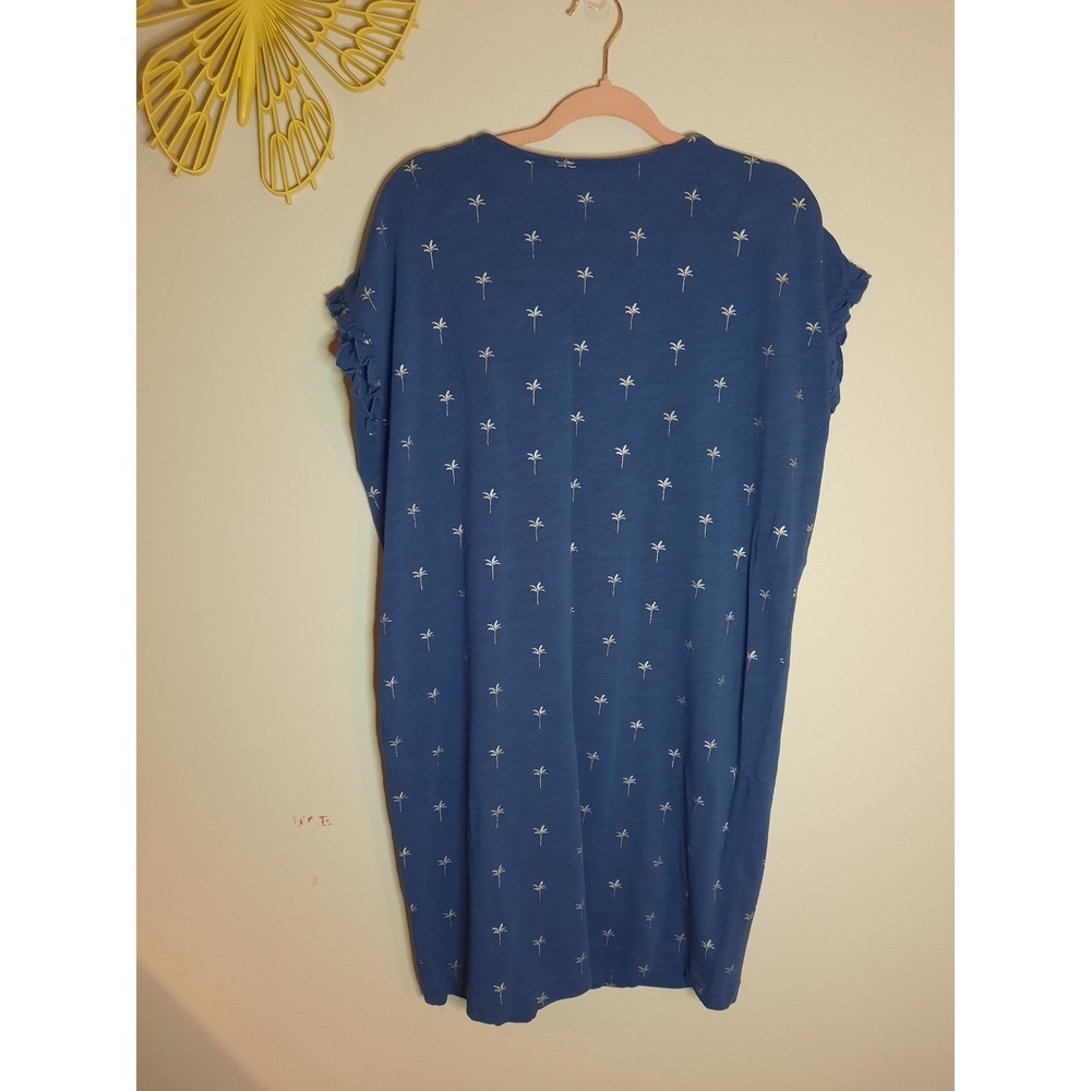 Boden Blue Palm Tree Print Ruffle Sleeve T-Shirt Dress US 12R - Picture 6 of 6
